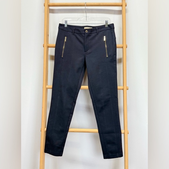 MICHAEL KORS Navy blue skinny with gold zipper accent pants size 10 - Picture 3 of 14